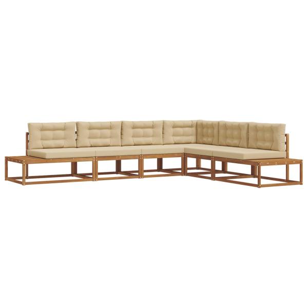 Outdoor-Sofagarnitur 6 stk. Natur und Beige