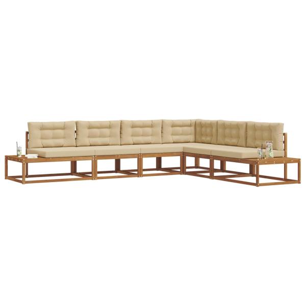 Outdoor-Sofagarnitur 6 stk. Natur und Beige