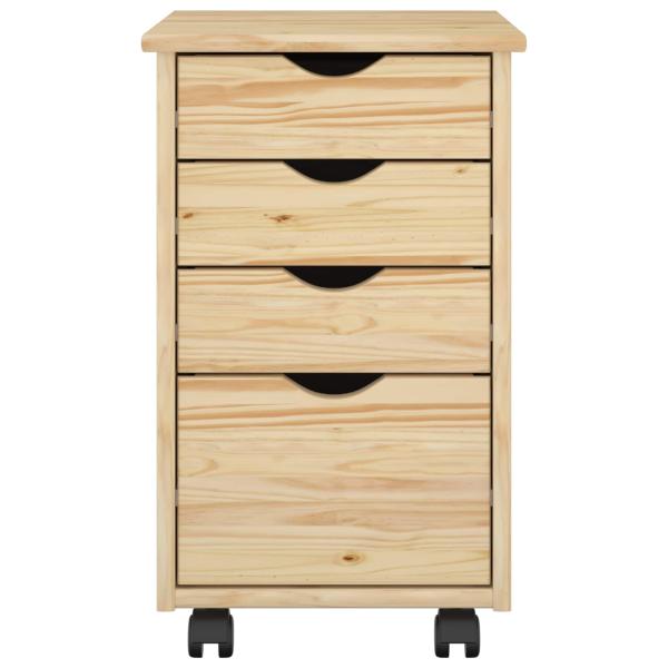 Rollschrank Mit Rad Braun 34 x 39 x 56 cm Massives Kiefernholz