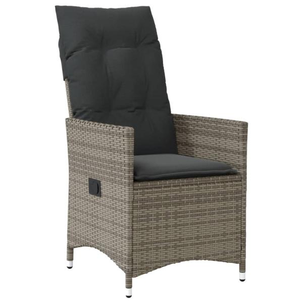 11-tlg. Garten-Bistro-Set mit Kissen Grau Poly Rattan
