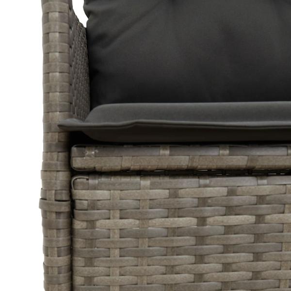 11-tlg. Garten-Bistro-Set mit Kissen Grau Poly Rattan