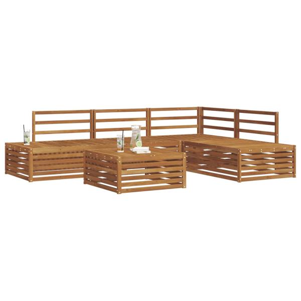 Outdoor-Sofagarnitur 5 Stück Natur Massivholz Akazie