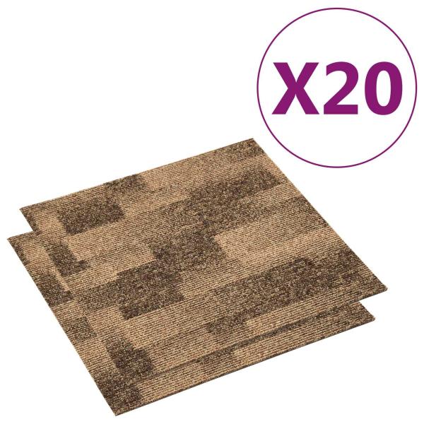 Boden Teppich 20 stk. Braun 50 x 50 cm PP Niedriger Flor