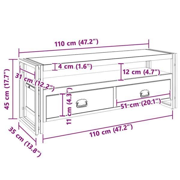 TV-Schrank 120x35x45 cm Massivholz Akazie