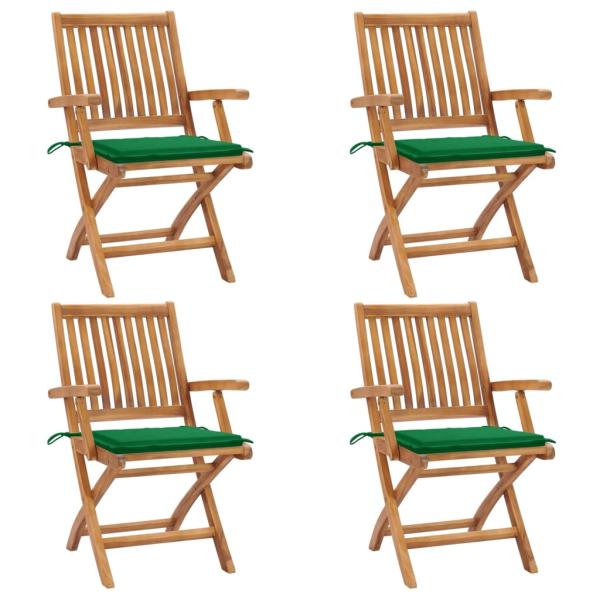 ARDEBO.de - Klappbare Gartenstühle mit Kissen 4 Stk. Massivholz Teak