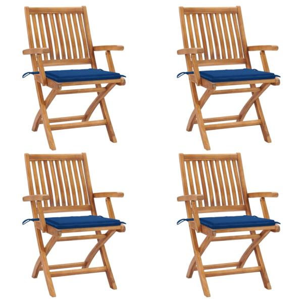ARDEBO.de - Klappbare Gartenstühle mit Kissen 4 Stk. Massivholz Teak
