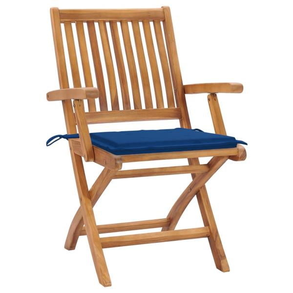Klappbare Gartenstühle mit Kissen 4 Stk. Massivholz Teak