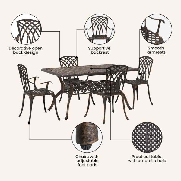 Garten Essgruppe 5 pcs Bronze Aluminium