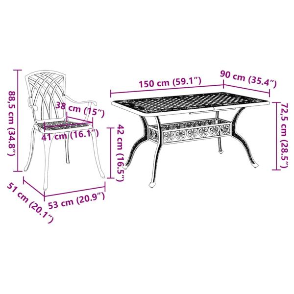 Garten Essgruppe 7 pcs Bronze Aluminium