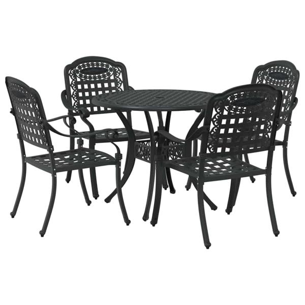 Garten Essgruppe 5 pcs Schwarz Aluminium