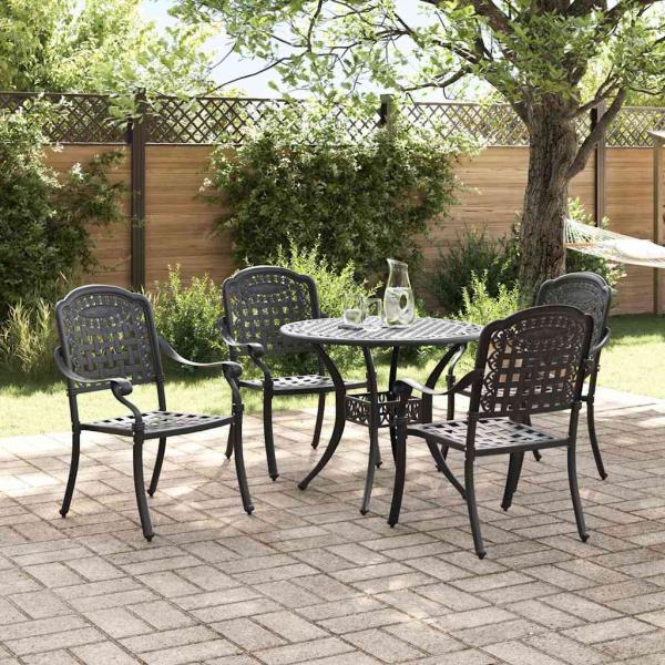Garten Essgruppe 5 pcs Schwarz Aluminium