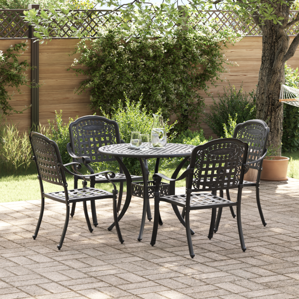 Garten Essgruppe 5 pcs Schwarz Aluminium