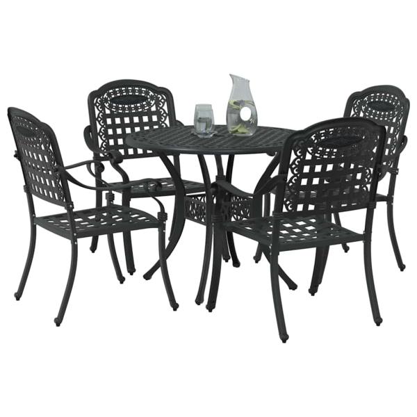 Garten Essgruppe 5 pcs Schwarz Aluminium