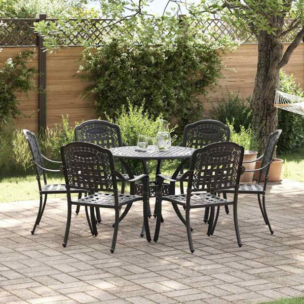 ARDEBO.de - Garten Essgruppe 7 pcs Schwarz Aluminium