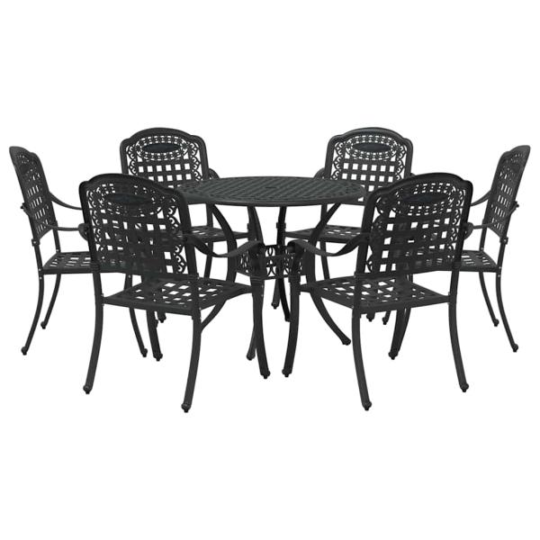 Garten Essgruppe 7 pcs Schwarz Aluminium