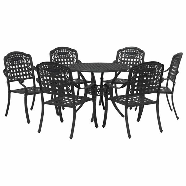 Garten Essgruppe 7 pcs Schwarz Aluminium
