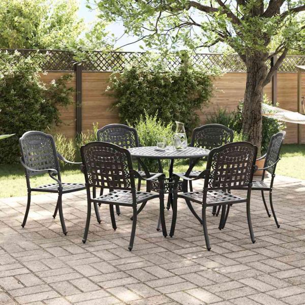 Garten Essgruppe 7 pcs Schwarz Aluminium