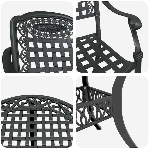 Garten Essgruppe 7 pcs Schwarz Aluminium