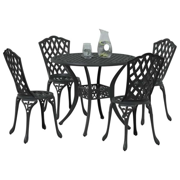 Garten Essgruppe 5 pcs Schwarz Aluminium