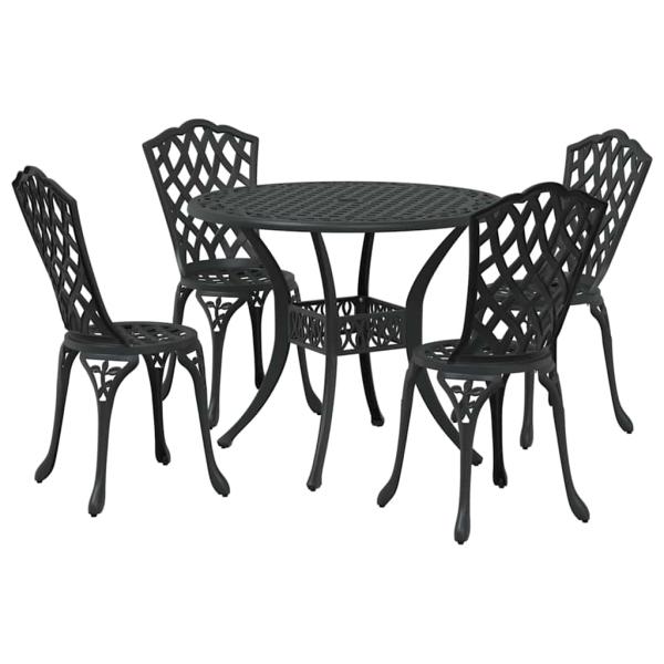 Garten Essgruppe 5 pcs Schwarz Aluminium