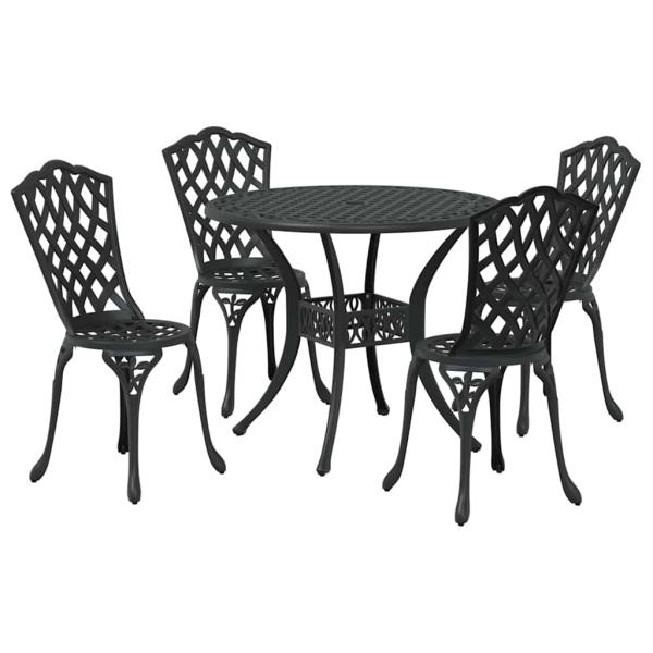 Garten Essgruppe 5 pcs Schwarz Aluminium