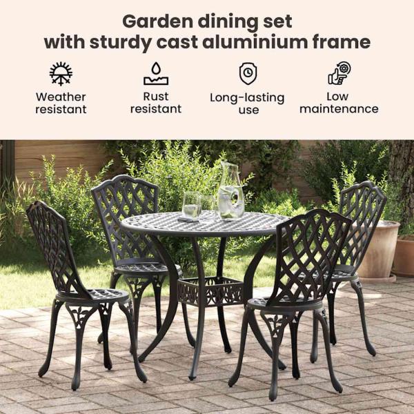 Garten Essgruppe 5 pcs Schwarz Aluminium