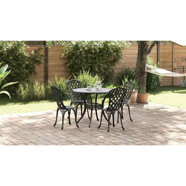 Garten Essgruppe 5 pcs Schwarz Aluminium