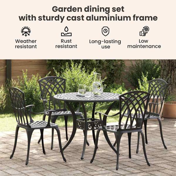 Garten Essgruppe 5 pcs Schwarz Aluminium