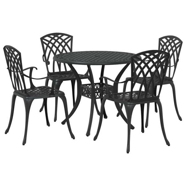 Garten Essgruppe 5 pcs Schwarz Aluminium