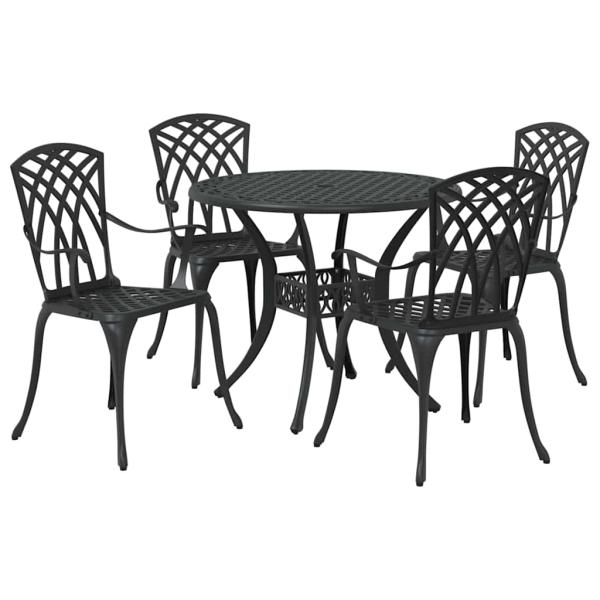 Garten Essgruppe 5 pcs Schwarz Aluminium
