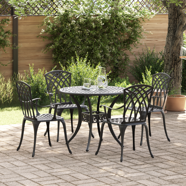Garten Essgruppe 5 pcs Schwarz Aluminium