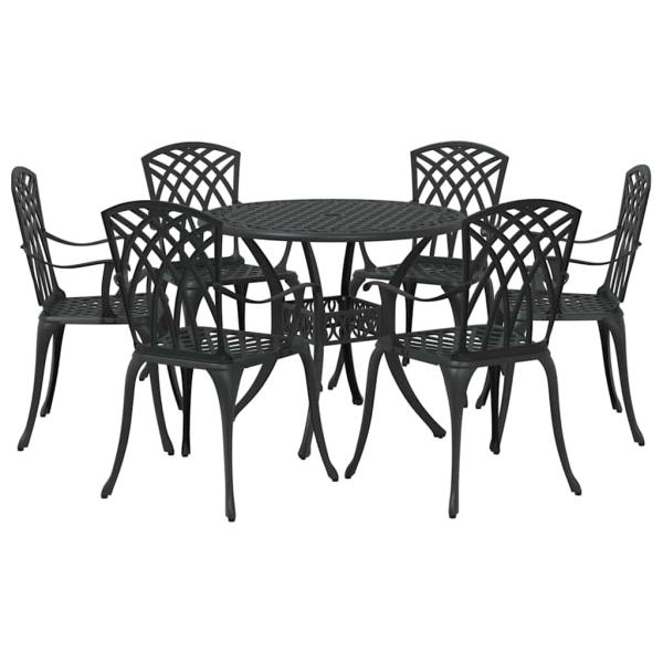 Garten Essgruppe 7 pcs Schwarz Aluminium