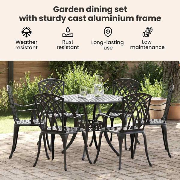 Garten Essgruppe 7 pcs Schwarz Aluminium