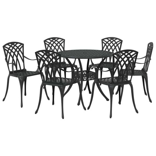 Garten Essgruppe 7 pcs Schwarz Aluminium