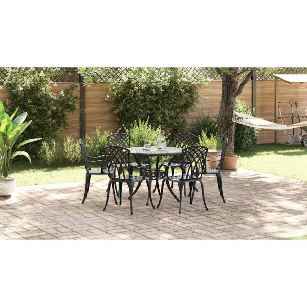 Garten Essgruppe 7 pcs Schwarz Aluminium