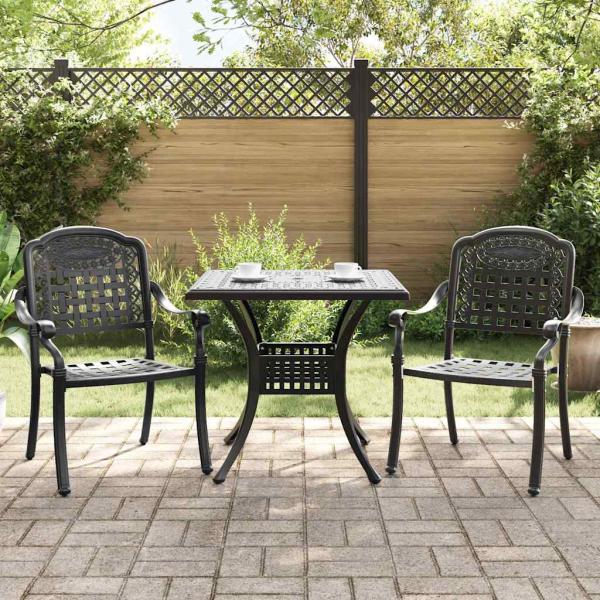 ARDEBO.de - Gartentisch Set 3 pcs Schwarz Gussaluminium