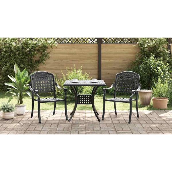 Gartentisch Set 3 pcs Schwarz Gussaluminium