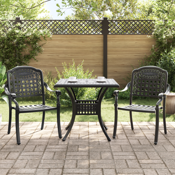 Gartentisch Set 3 pcs Schwarz Gussaluminium