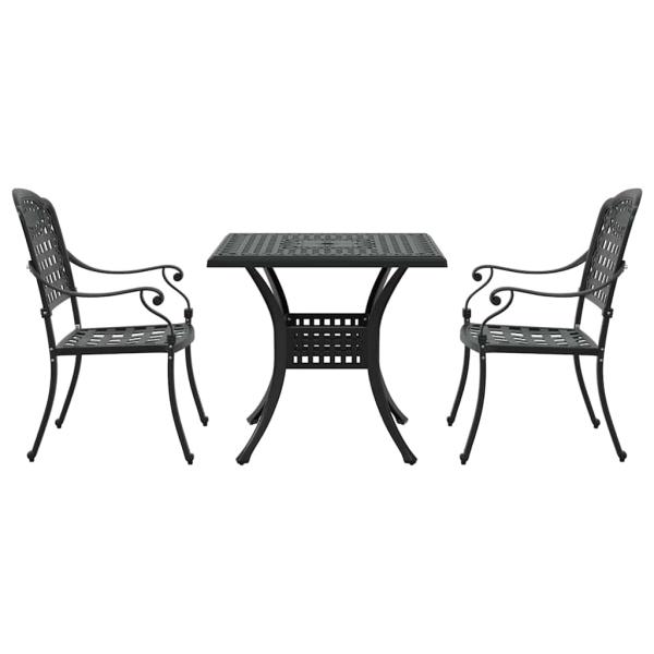Gartentisch Set 3 pcs Schwarz Gussaluminium