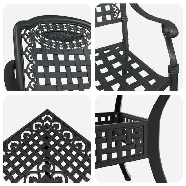 Gartentisch Set 5 pcs Schwarz Gussaluminium