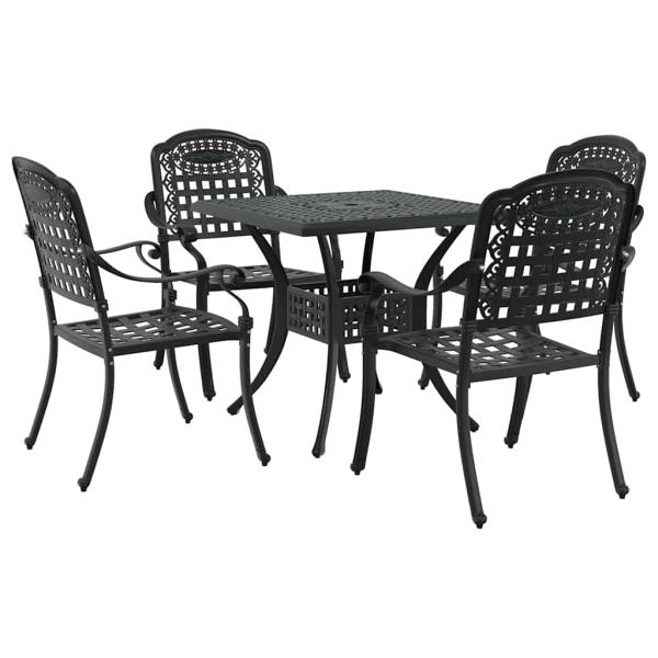Gartentisch Set 5 pcs Schwarz Gussaluminium