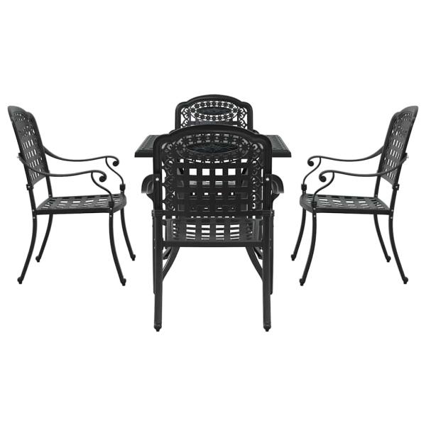 Gartentisch Set 5 pcs Schwarz Gussaluminium