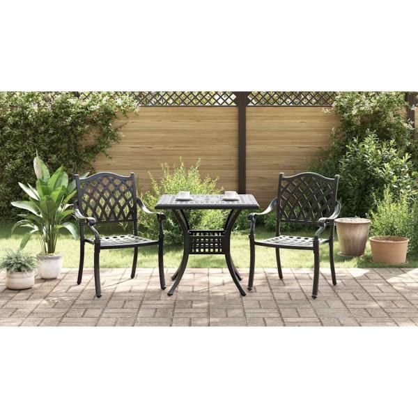 Gartentisch Set 3 pcs Schwarz Gussaluminium