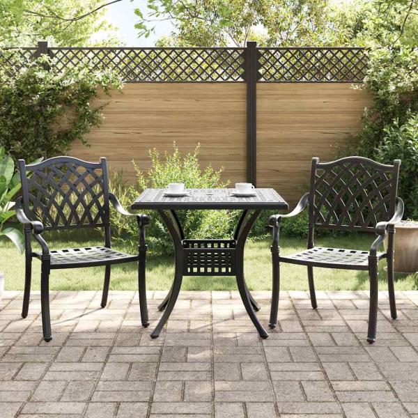 Gartentisch Set 3 pcs Schwarz Gussaluminium