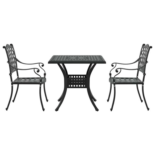 Gartentisch Set 3 pcs Schwarz Gussaluminium