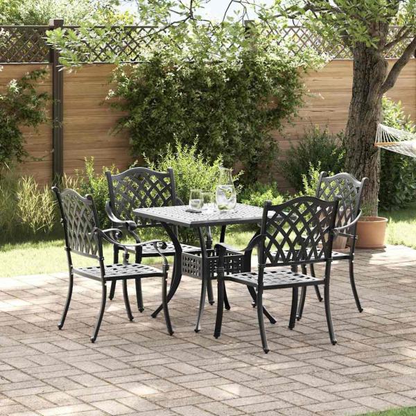 ARDEBO.de - Gartentisch Set 5 pcs Schwarz Gussaluminium