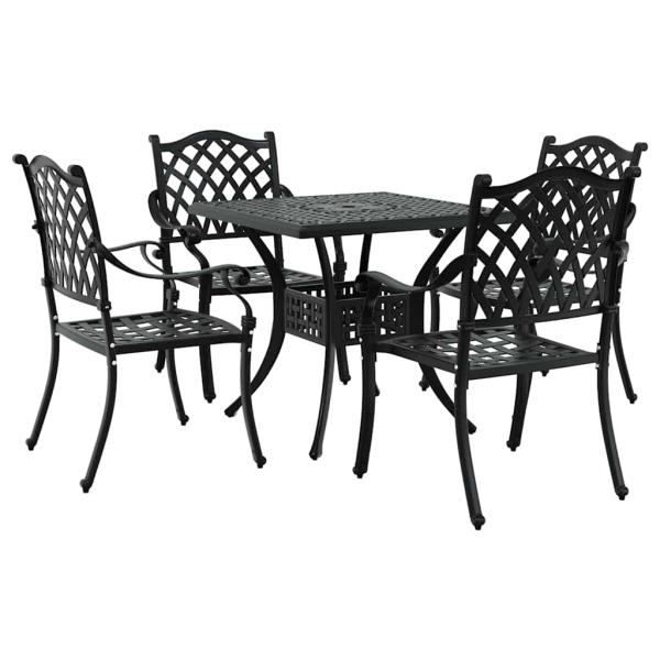 Gartentisch Set 5 pcs Schwarz Gussaluminium
