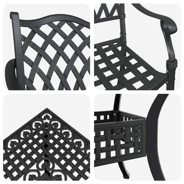 Gartentisch Set 5 pcs Schwarz Gussaluminium