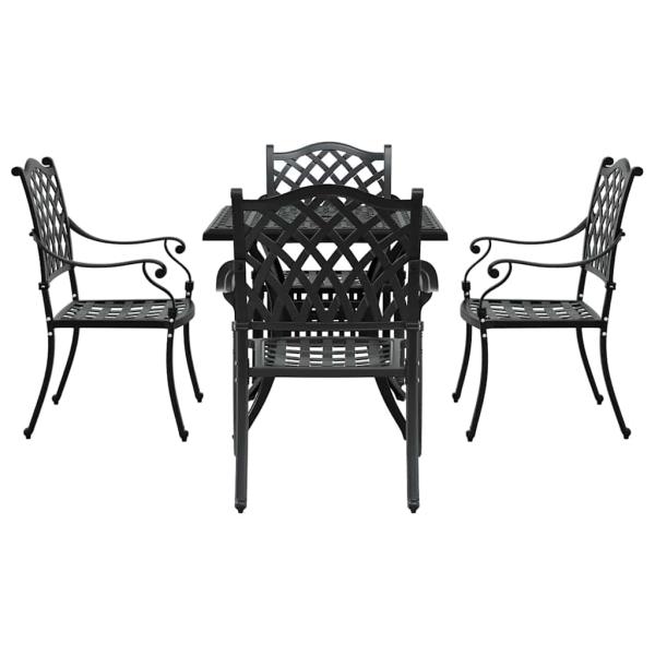 Gartentisch Set 5 pcs Schwarz Gussaluminium