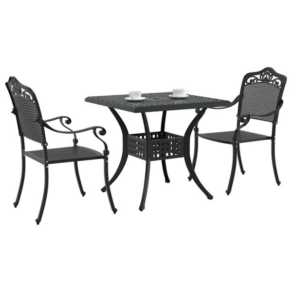ARDEBO.de - Gartentisch Set 3 pcs Schwarz Gussaluminium